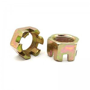 High Strength Grade 4 8 10 12 Steel Color Yellow Zinc Plated DIN935 Castle Nuts