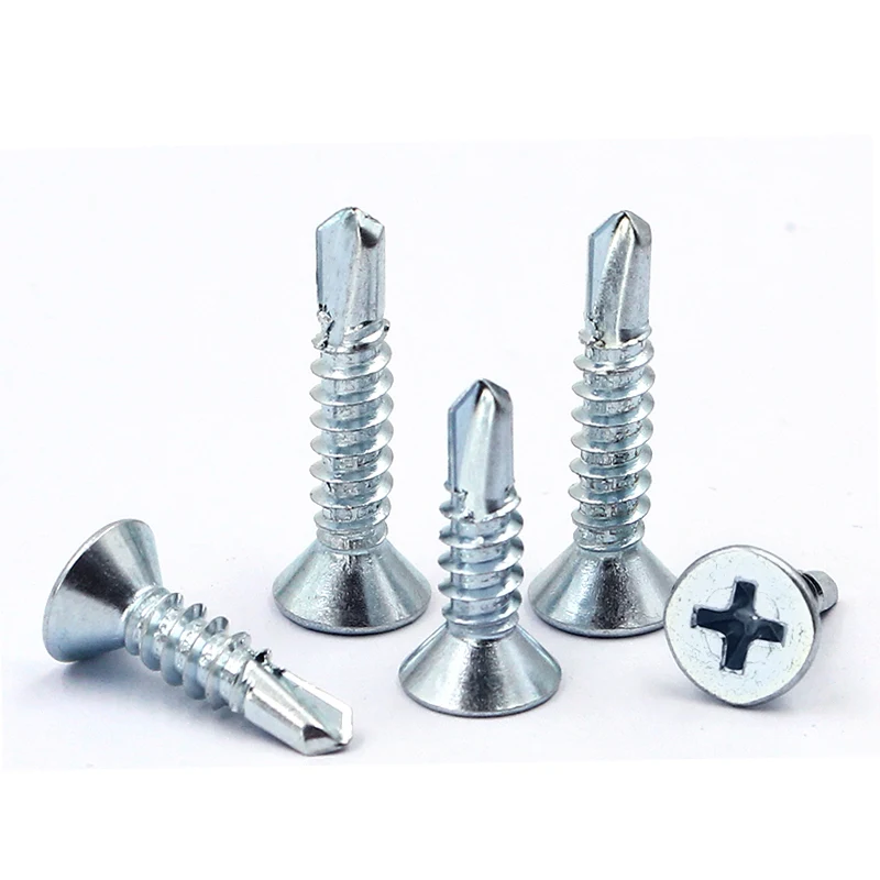 Zinc Plated Countersunk CSK Flat Head Drill Screw 