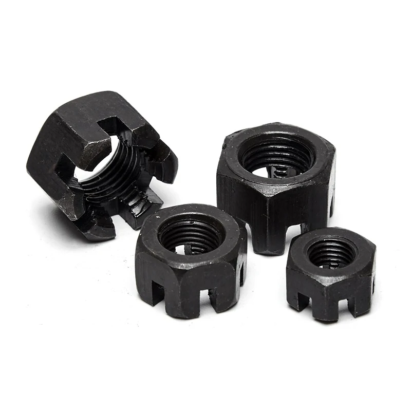 High Strength Grade 4 8 10 12 Steel Black Oxide DIN935 Castle Nuts (2)