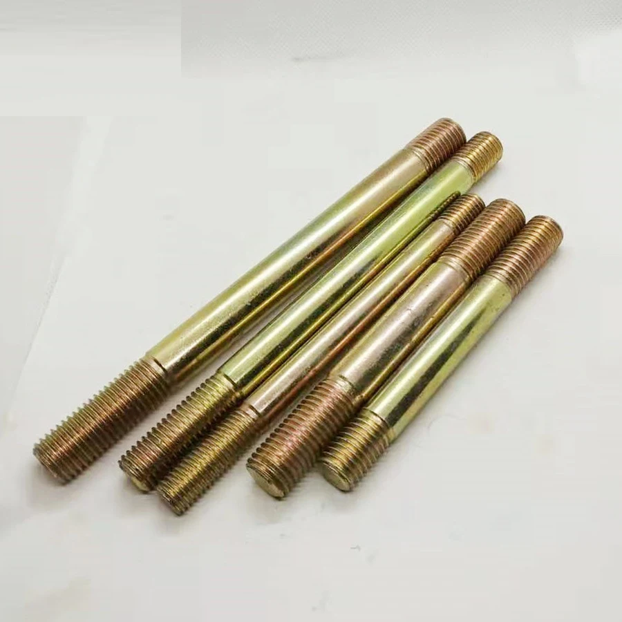 Color Yellow Zinc Plated Steel DIN938 Double Ending Stud Bolts