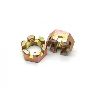 High Strength Grade 4 8 10 12 Steel Color Yellow Zinc Plated DIN935 Castle Nuts