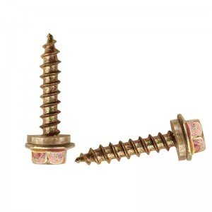 Carbon steel yellow zinc outer hexagon flange drilling tail tapping screw