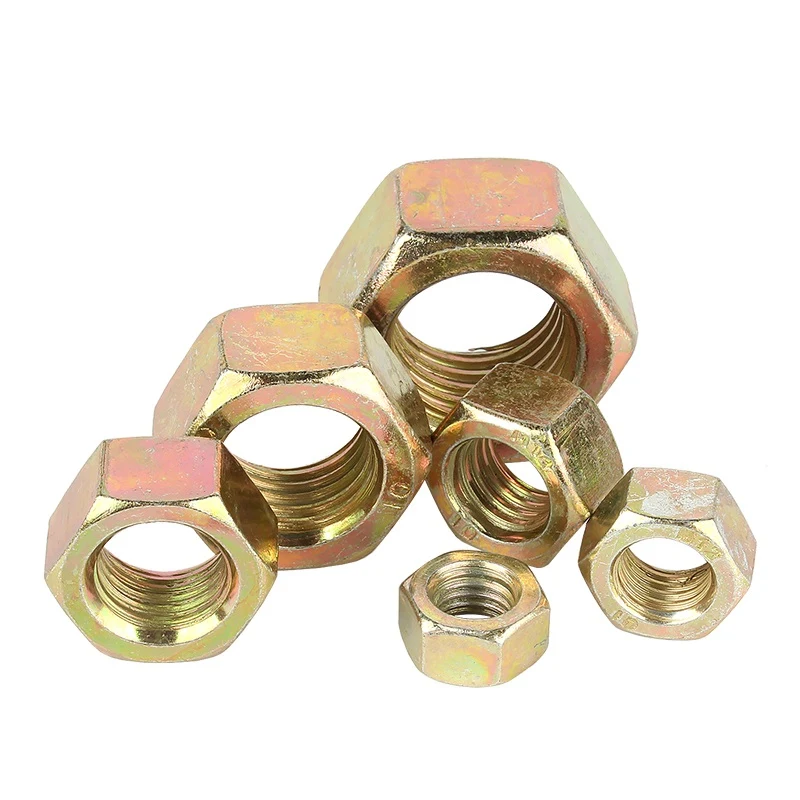 High Strength Grade 4 8 10 12 Steel Color Yellow Zinc Plated DIN934 Hex Nuts (1)