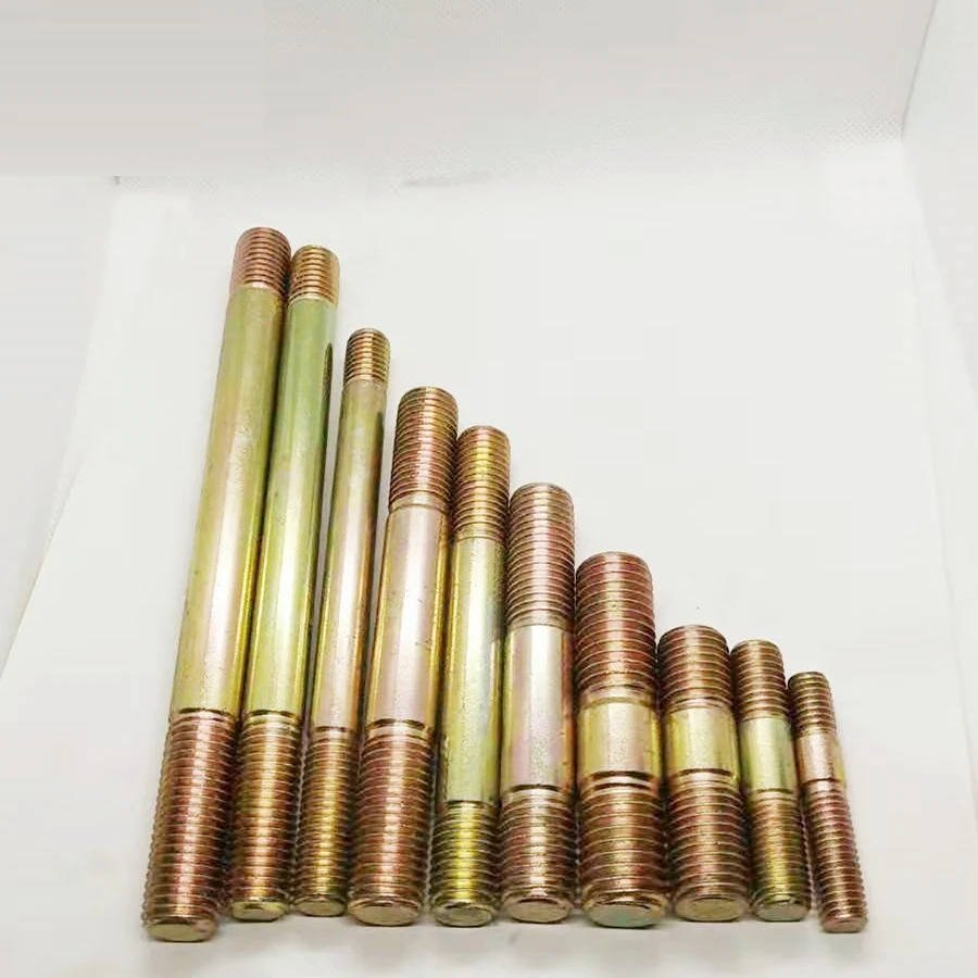 Color Yellow Zinc Plated Steel DIN938 Double Ending Stud Bolts