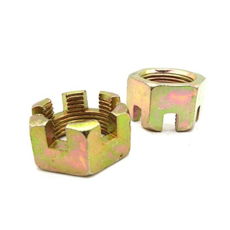 High Strength Grade 4 8 10 12 Steel Color Yellow Zinc Plated DIN935 Castle Nuts Featured Image