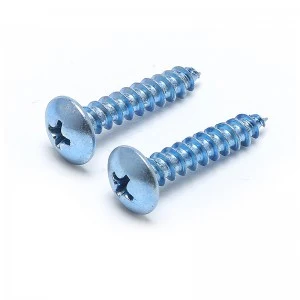 High strength half round head self-tapping screw Cross blue white zinc pan head screw
