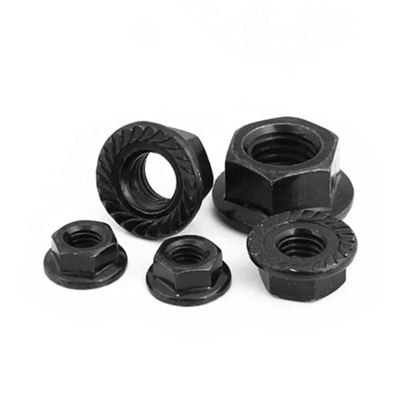 High Strength Grade 4 8 10 12 Steel Black Oxide DIN6923 Hex Flange Nuts (20)
