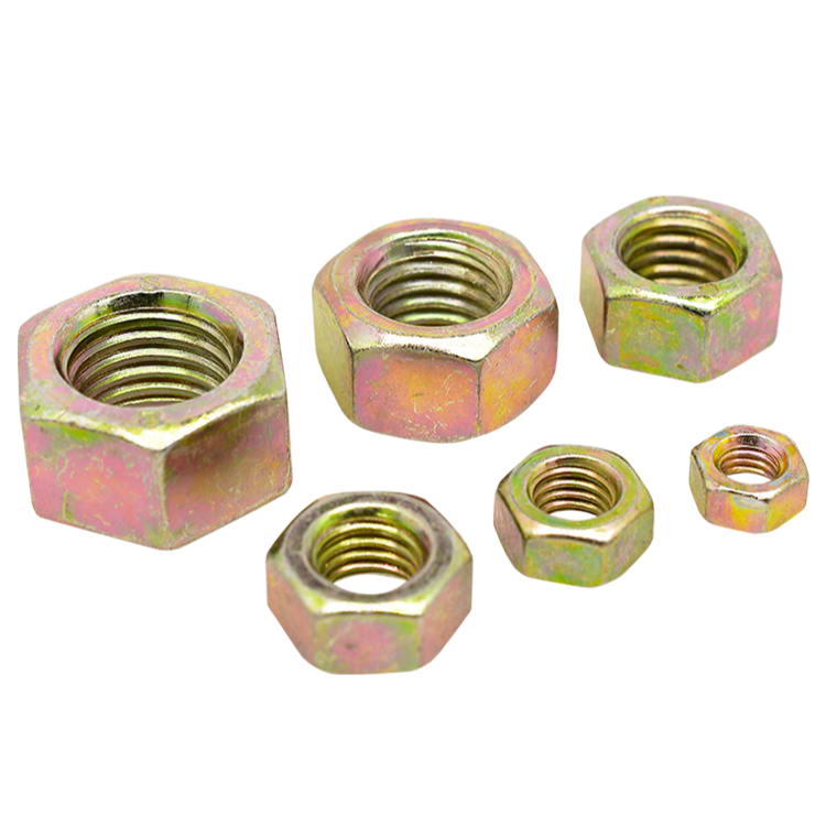 High Strength Grade 4 8 10 12 Steel Color Yellow Zinc Plated DIN934 Hex Nuts (1)