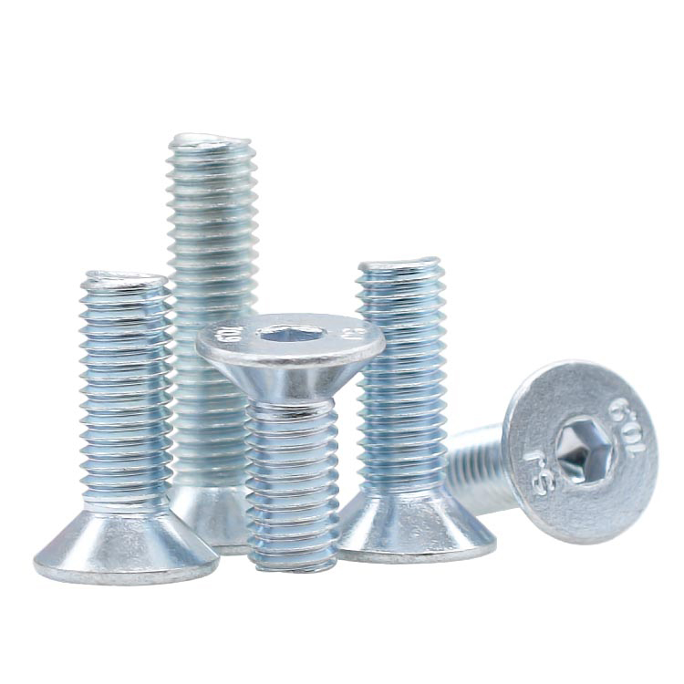 High Strength Grade 4.8 8.8 10.9 12.9 Galvanized White Blue Zinc Plated DIN7991 CSK Flat Head Hex Socket Bolts Featured Image