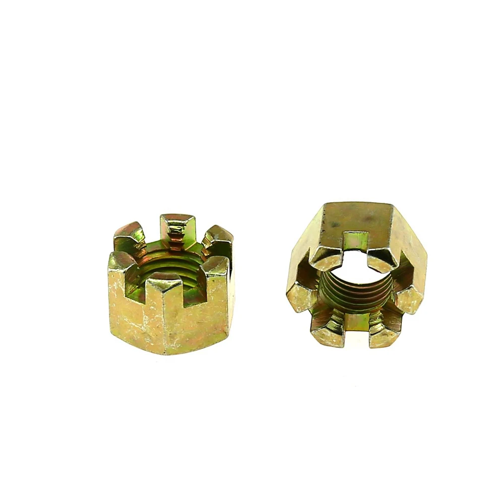 High Strength Grade 4 8 10 12 Steel Color Yellow Zinc Plated DIN935 Castle Nu ( (4)