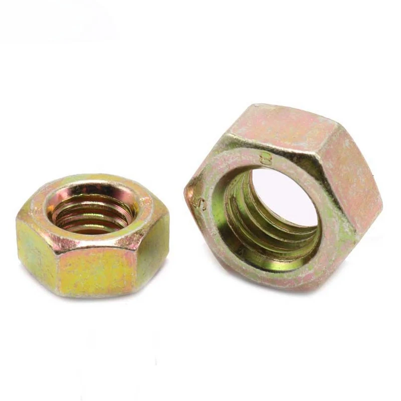 High Strength Grade 4 8 10 12 Steel Color Yellow Zinc Plated DIN934 Hex Nuts (2)