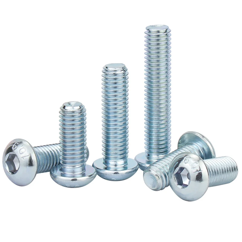 High Strengh Grade 4.8 8.8 10.9 12.9 Galvanized Blue White Zinc Plated ISO7380 Button Head Hex Socket Bolts Featured Image