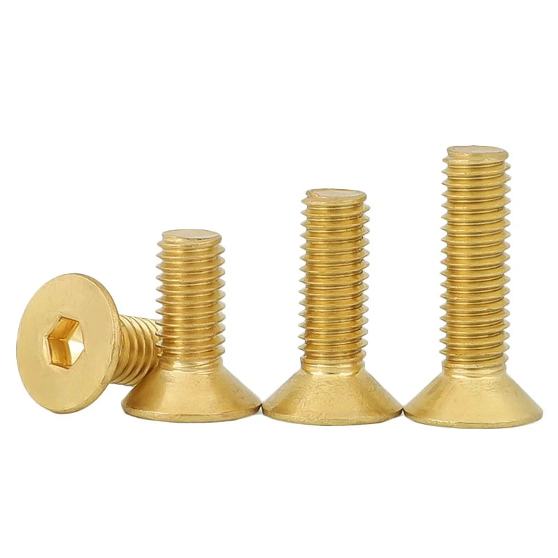 Copper Brass DIN7991 CSK Flat Head Hex Socket Bolts (4)