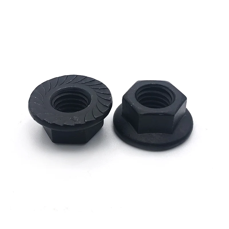 High Strength Grade 4 8 10 12 Steel Black Oxide DIN6923 Hex Flange Nuts (12)