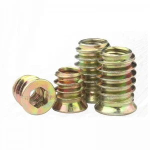 High Strength Grade 4 8 10 12 Steel Color Yellow Zinc Plated Insert Nuts