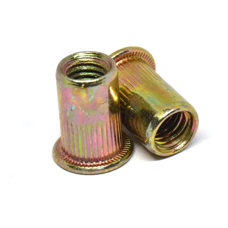 High Strength Grade 4 8 10 12 Steel Color Yellow Zinc Plated DIN7340 Rivet Nut (
