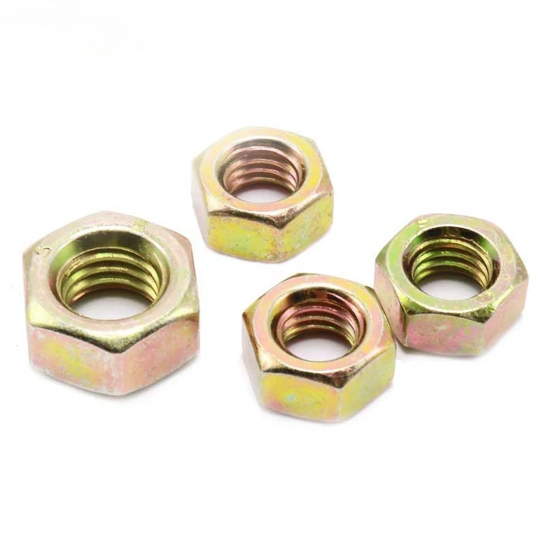 High Strength Grade 4 8 10 12 Steel Color Yellow Zinc Plated DIN934 Hex Nuts (3)