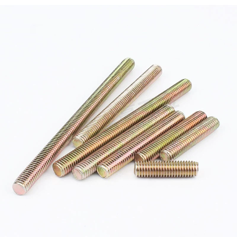 Color Yellow Zinc Plated High Strength Steel Grade 4.8 8.8 10.9 12.9 DIN975 DIN976 Threaded Rods