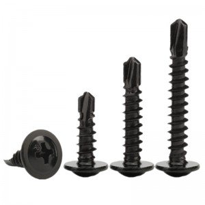 Black cross large flat head drill tail screw DIN7504 Round head self-drilling screw with gasket