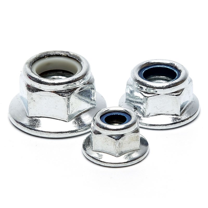 High Strength Grade 4 8 10 12 Steel Galvanized Blue White Zinc Plated DIN6926 DIN1663 Nylon Lock Nuts With Flange Flange Nylock Nuts Featured Image