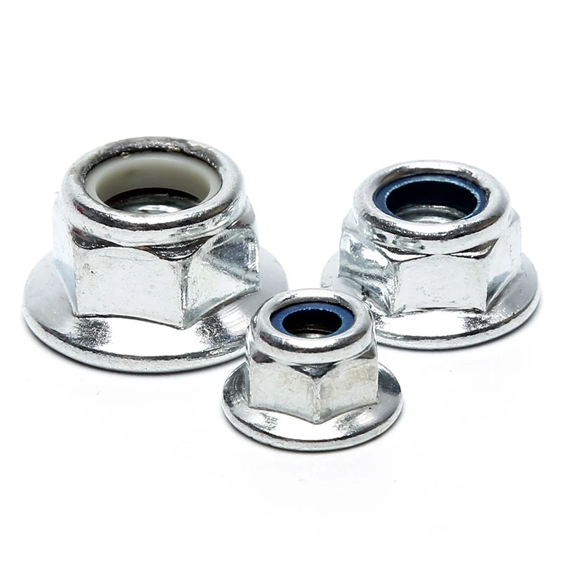 High Strength Grade 4 8 10 12 Steel Galvanized Blue White Zinc Plated DIN6926 DIN1663 Nylon Lock Nuts With Flange Flange Nylock Nuts Featured Image