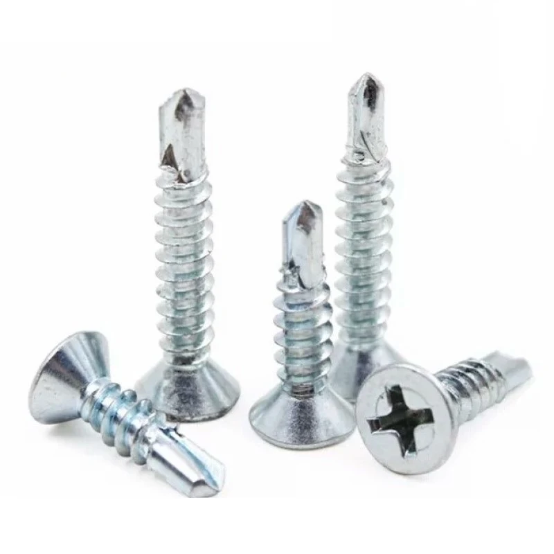 Zinc Plated Countersunk CSK Flat Head Drill Screw 