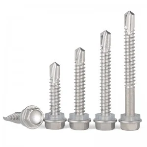 304 stainless steel cross hex flange screw DIN7976 outer hexagonal drill tail screw