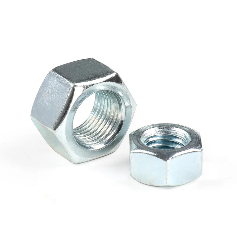High Strength Grade 4 8 10 12 Steel Galvanized Blue White Zinc Plated DIN934 Hex Nuts Featured Image
