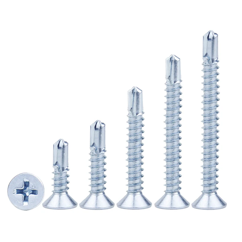 Zinc Plated Countersunk CSK Flat Head Drill Screw 