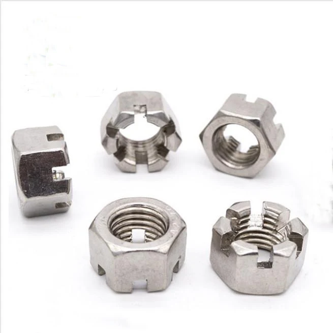 fasteners carbon steel zinc galvanized Hexagon slotted nut DIN935 image